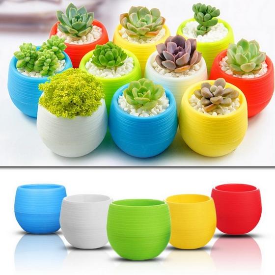 Imagem de 5 Vasos Decorativo Plástico Cachepot Branco P/ Plantas