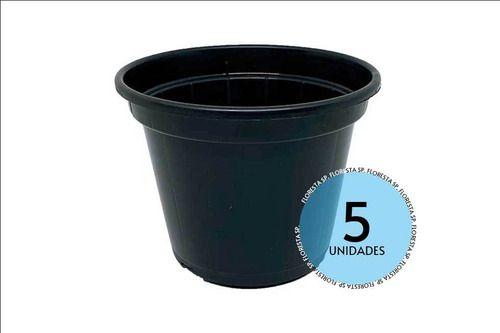 Imagem de 5 Vasos Pote 15 Plástico Rígido Preto para Plantas e Flores