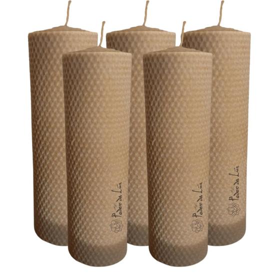 Imagem de 5 Velas Artesanais de Cera de Abelha (20 cm x 6 cm)