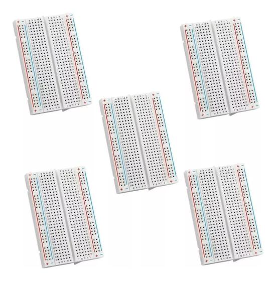 Imagem de 5 X Protoboard Breadboard 400 Pontos Furos Pinos