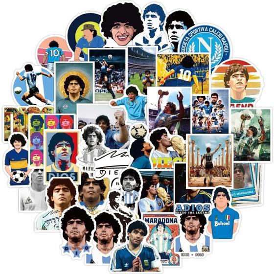 Imagem de 50 Adesivos Maradona Stickers Deus Futebol Argentina Diego Hermano