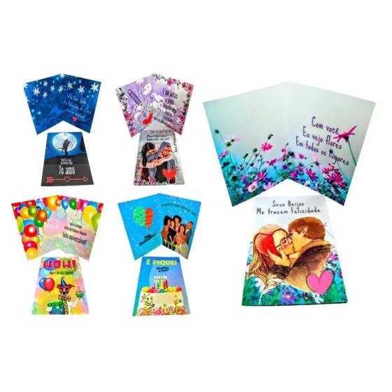 Imagem de 50 Cartões De Amor E Aniversário C/ Envelopes 10x15 Cartão