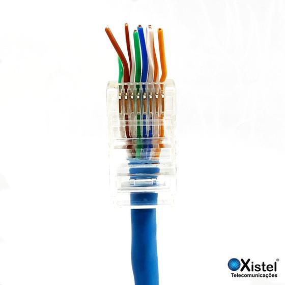 Imagem de 50 conectores rj45-ez 8 vias 8 contatos cat.5e