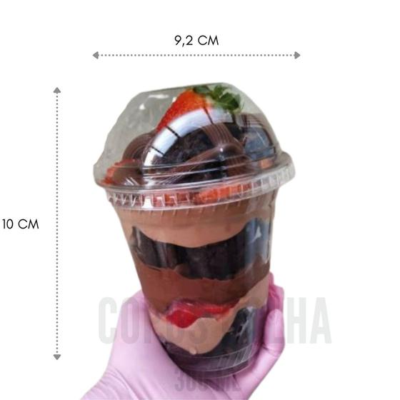 Imagem de 50 Copos Bolha PET sem divisória de 300 ml sem furo - ideal para copo da felicidade, bolo de pote