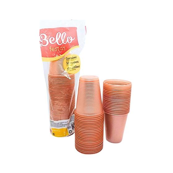 Imagem de 50 copos perolados cintilante descartável para festa - 200 ml - Rose Gold