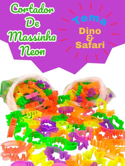 Imagem de 50 Cortadores de Massinha Forminha Neon DinossauroSafari Festa Lembrancinha Infantil Aniversario Prenda