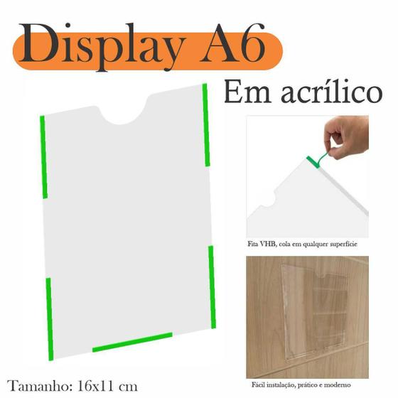 Imagem de 50 Display Parede Quadro Aviso Porta Folhas A6 Acrílico Vert