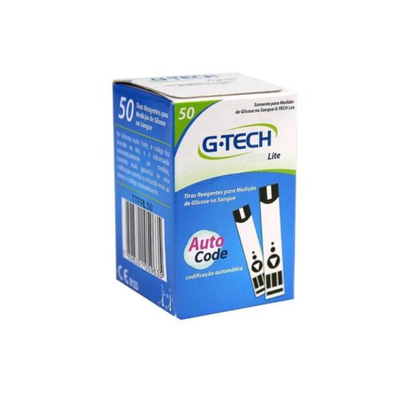 Imagem de 50 Fitas Tiras Reagentes G-tech Lite Glicemia/glicose