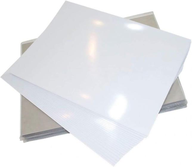 Imagem de 50 Folhas Papel Fotográfico Adesivo A4 130g Glossy Brilho Alta Qualidade Branco Impressão Jato de Tinta