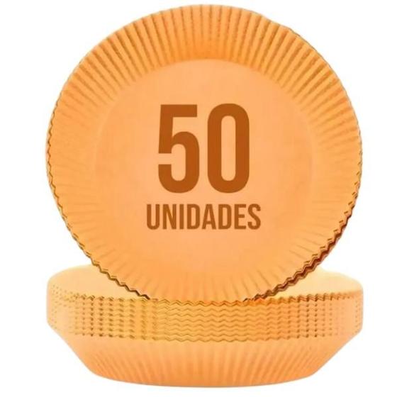 Imagem de 50 Forros Redondo de Papel Manteiga Descartável pra Airfryer