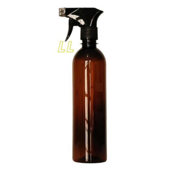 Imagem de 50 Frasco Pet Ambar Borrifador 500 Ml Válvula Gatilho Preto