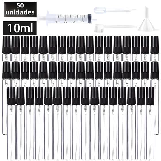 Imagem de 50 Garrafas de Spray de Vidro Recarregáveis (2/3/5/10ml) com 4 Acessórios Grátis