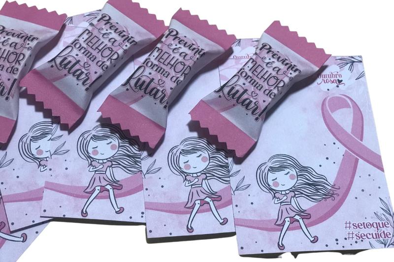 Imagem de 50 lembrancinhas balinhas personalizadas outubro rosa, mimos para clientes pacientes  