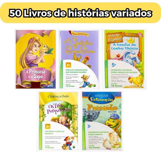 Imagem de 50 Livros Infantis C/ Histórias Clássicos Variadas Atacado