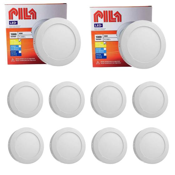 Imagem de 50 Luminárias Redonda Led Sobrepor Philips Pila 18w 3000k 210mm