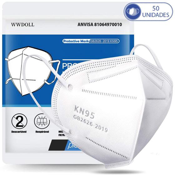 50 Máscaras Respiratórias KN95 Branca WWDoll 5 Camada Anvisa Menor preço em 50 Máscaras Respiratórias KN95 Branca WWDoll 5 Camada Anvisa