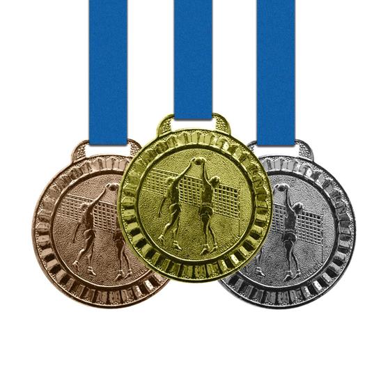 Imagem de 50 Medalhas Vôlei Metal 44mm Ouro Prata Bronze