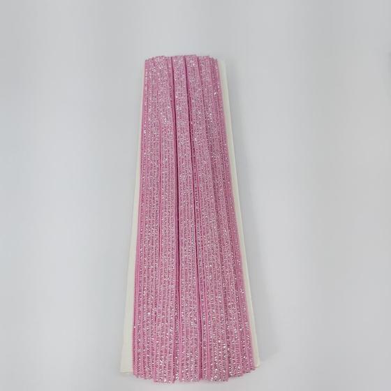 Imagem de 50 metros Elástico Lurex chato 7mm rosa  3786 050 encadernação