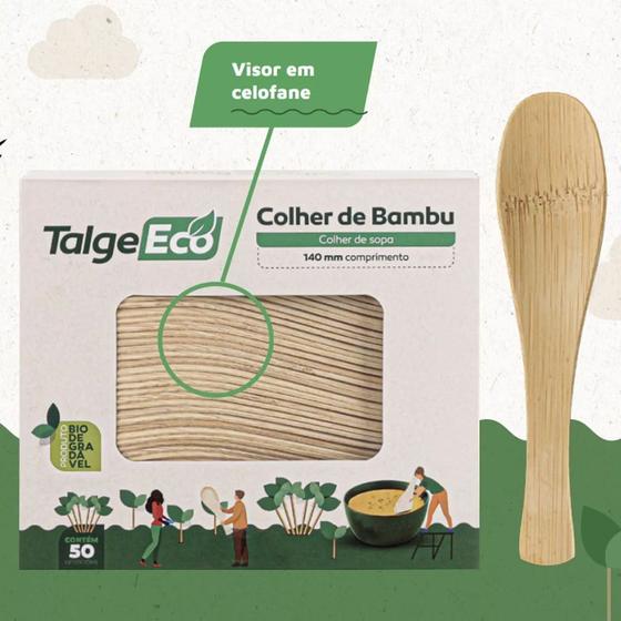 Imagem de 50 Mini Colher Madeira Bambu 14cm Biodegradável Petiscos