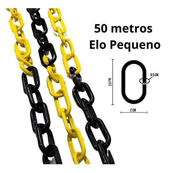 Imagem de 50 mts corrente plastica  p/ pedestal elo peq preta/amarela