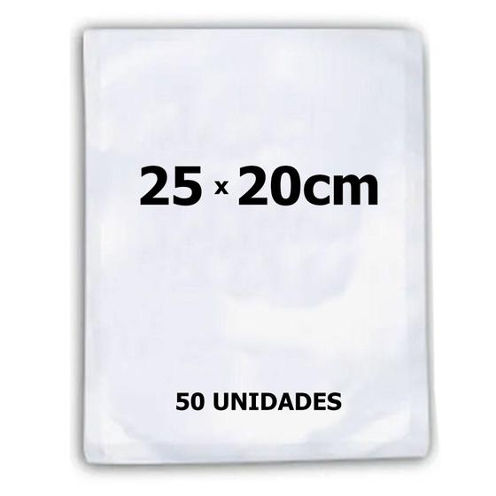 Imagem de 50 Saco Plástico 25X20Cm Embalagem Ranhuras Seladora A Vácuo