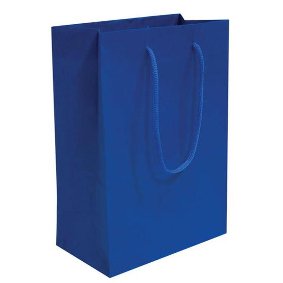 Imagem de 50 Sacola De Papel Azul Royal Presente 25x17x6cm Bolsa Festa