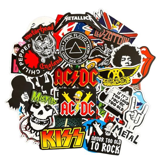 Imagem de 50 Stickers Rock AC/DC Misfits Floyd Led Metallica Motorhead