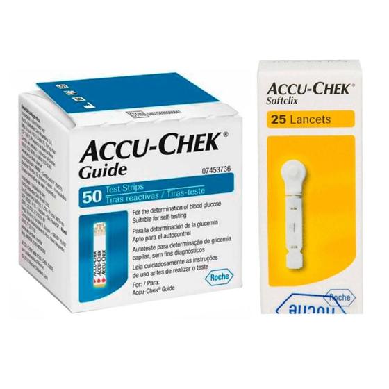 Imagem de 50 Tiras Reagentes Accu Chek Guide + 25 Lancetas Softclix