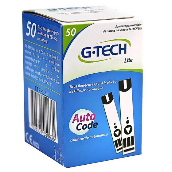 Imagem de 50 Tiras Reagentes G-tech Free Lite para Aparelho De Glicemia