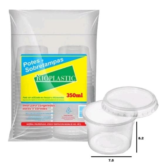 Imagem de 50 Un Pote Redondo Descartável Transparente com Tampa 350ml