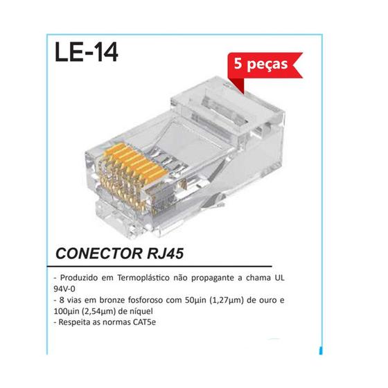 Imagem de 50 Unidades Conector Rj45 Cat5e 