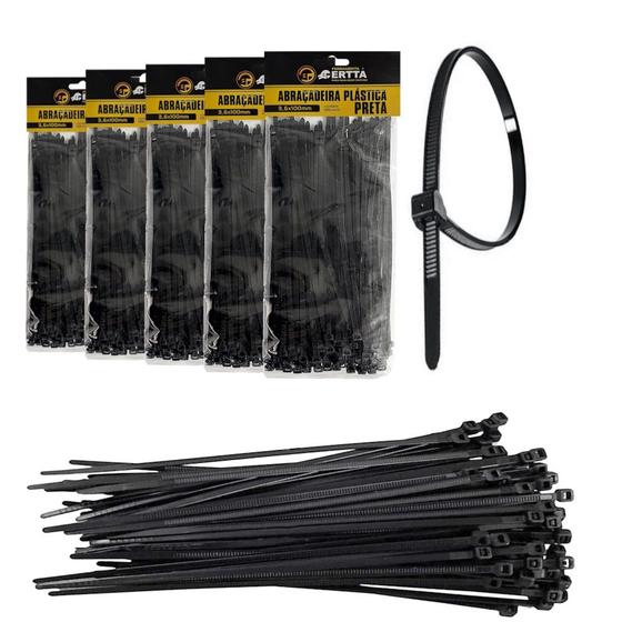 Imagem de 500 Fita Herman Cinta Plástica 3.6x100mm Abraçadeiras de Nylon Preto