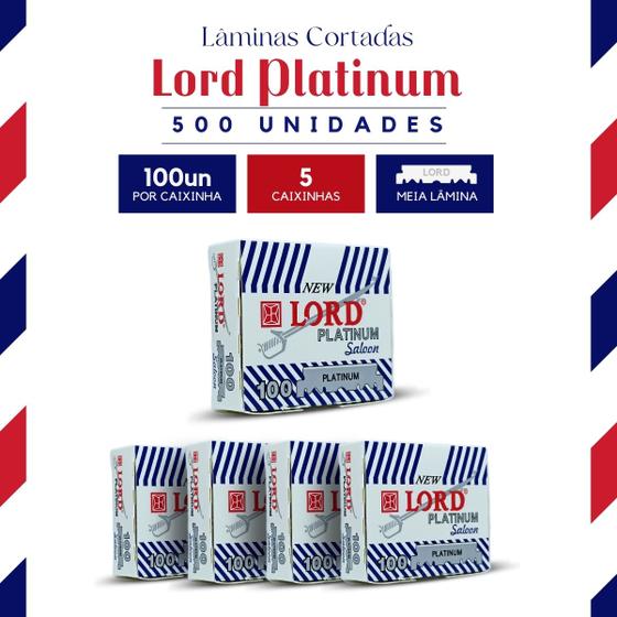 Imagem de 500 Laminas de Barbear Lord Platinum Cortada para Navalhete