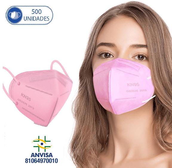 Imagem de 500 Máscaras Descartáveis Rosa KN95 WWDoll 5 Camada Anvisa