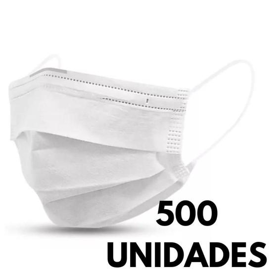 Imagem de 500 Mascaras Descartavel Branca Tnt Tripla Aradesc