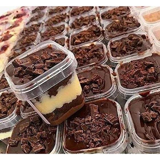 Imagem de 500 uni Pote Quadrado de 220 ml com lacre Ultra Resistente - Ideal para Bolo de Pote