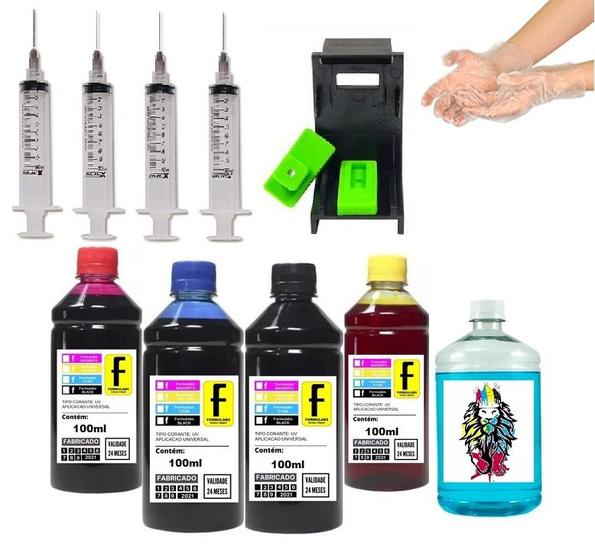 Imagem de 500ml Kit Tinta Recarga Cartucho 664 Hp 2136 3636 3836 + Snap Fill Com Manual de Instruções