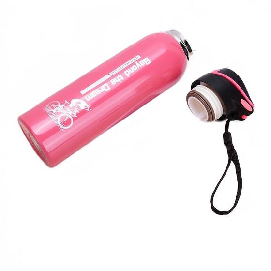 Imagem de 500ML Sport Thermos Garrafa de água Thermo Mug Caneca De aço inoxidável Caneca de frasco de aço inoxidável com copo de isolamento de palha Thermoses Tthermal Bottl Frascos de vácuo e termoses (rosa)