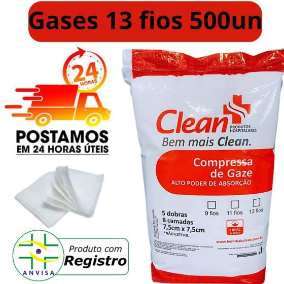 Imagem de 500un compressa de gaze 13 fios hidrofila descartavel anvisa