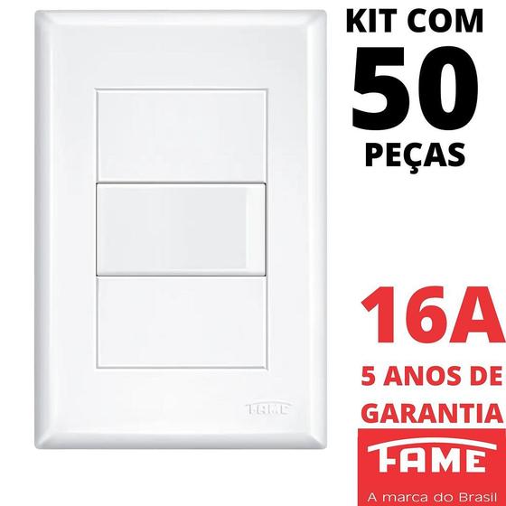 Imagem de 50un Interruptor Simples 16A Com Placa Evidence FAME