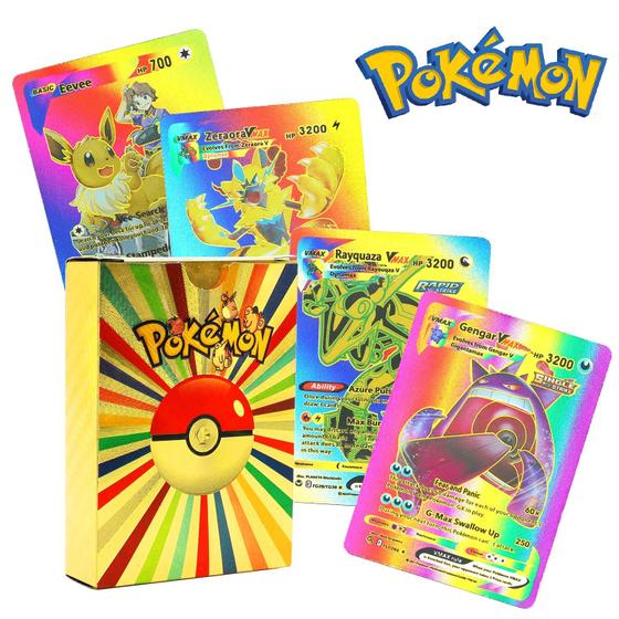 Imagem de 55 Cartas de Pokemon Lote Colecionável Deck Cards Colorido com Cartinhas Brilhantes