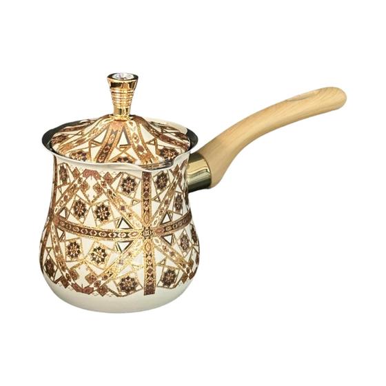 SoulfulTides Caffettiera da 450 ml realizzata a mano in rame spesso 2 mm incisa – Caffettiera turca – Caffettiera turca – Cezve – Ibrik – Briki – Turkish Coffee Pot – Moka