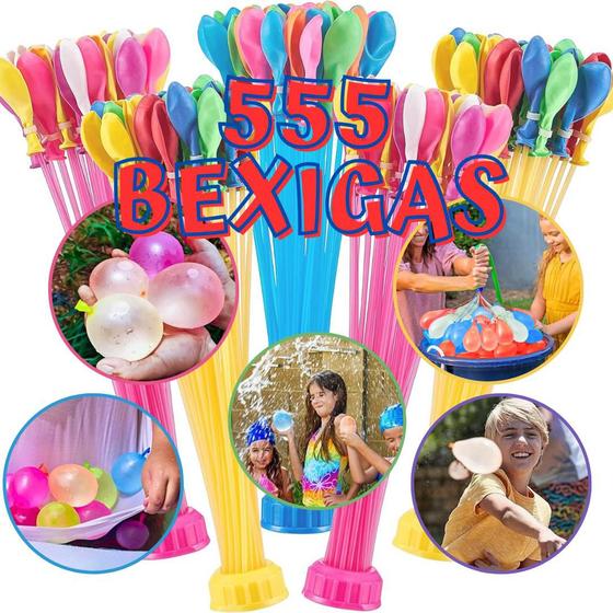 Imagem de 555 Unidades Bexiga de Água Kit Conjunto Water Ballons Brincadeiras de Verão com Conector Enchedor para as Crianças Splash Ball 5 Pacotes