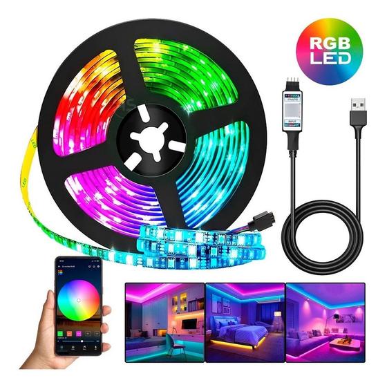 Imagem de 5m Fita Led Strip Led 5050 Rgb Quarto Sala Festa Bluetooth