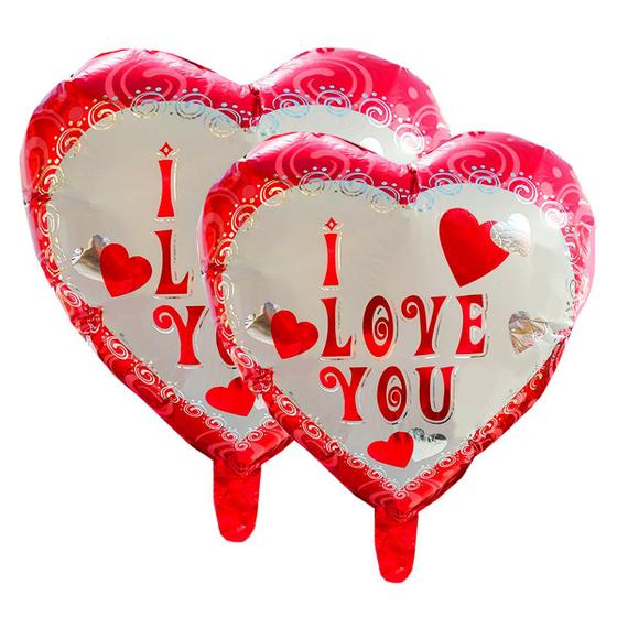 Imagem de 5un Balão I love You Coração Metalizado Vermelho Decorativo