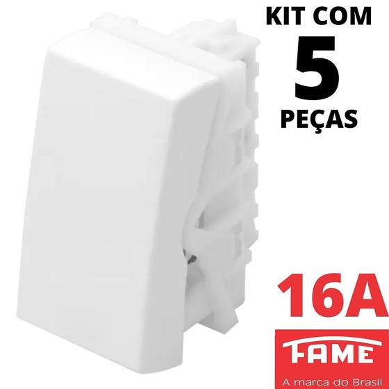 Imagem de 5un Módulo Interruptor Paralelo Three Way 16A Modulare Evidence Blanc Mais FAME