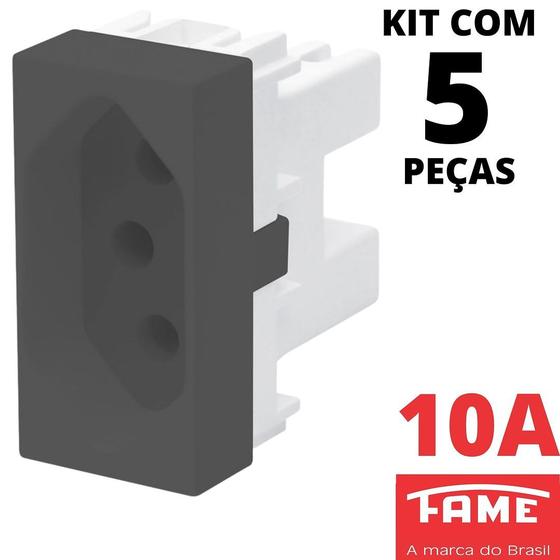 Imagem de 5un Módulo Tomada Padrão 2P+T 10A Habitat Black FAME