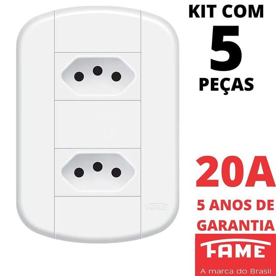 Imagem de 5un Tomada Padrão Dupla 2P+T 20A Com Placa Blanc Mais FAME