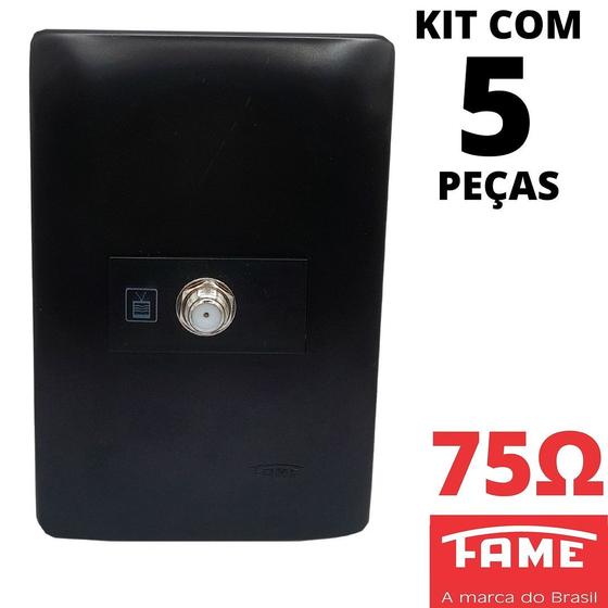 Imagem de 5un Tomada Para Antena De Tv Para Cabo Coaxial Com Placa Habitat Black FAME