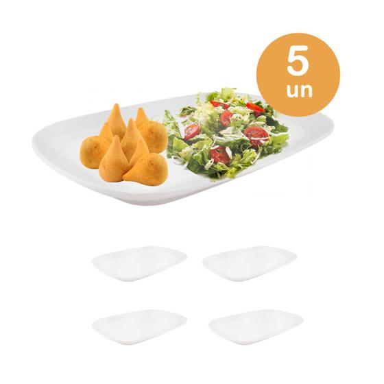 Imagem de 5un Travessa bandejas retangular melamina buffet branca G